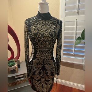 Fashion Nova black and gold dress
